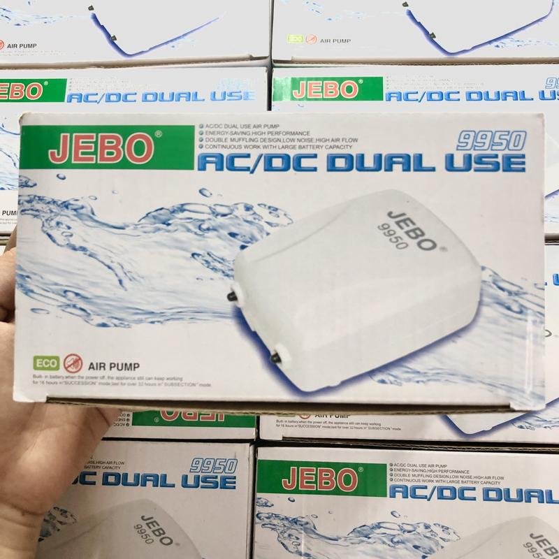 Máy Sủi Khí Oxy Tích Điện 2 Vòi Jebo 9950 2W - 2x2.5Lít Phút - Máy Oxi Cho Hồ Cá