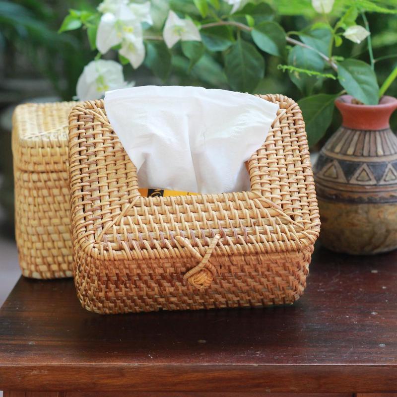 Product Introduction of Hộp đựng khăn giấy chất liệu mây tre đan, hộp khăn giấy dánh cho nhà hàng, khách sạn 2