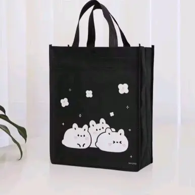 túi xách vải ko dệt 2 ngăn có nút bấm - giao hình ngẫu nhiên Bag Nam Đeo Vai Nhung Tote