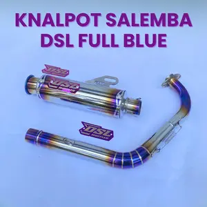Knalpot Salemba FULL BLUE EDITION ORIGINAL DSL Muffler PNP Fullset Slincer Leheran Untuk Motor Aerox Vario Nmax Beat Mio New Karbu Dll