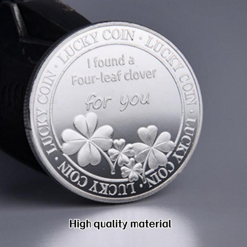 Lucky Four Leaf Clover Pattern Coin, 1 Count Creative Heart Shaped Decorative Coin, Party Gift For Birthday Wedding 6