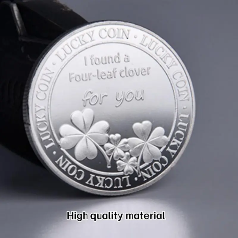 Lucky Four Leaf Clover Pattern Coin, 1 Count Creative Heart Shaped Decorative Coin, Party Gift For Birthday Wedding 6