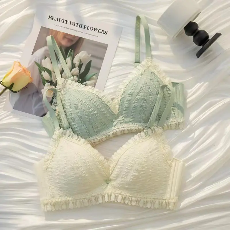 Women's Underwear Small Chest Push up Big No Steel Ring Comfortable Breast Holding Sexy Lace Comfortable Bra Adjustable