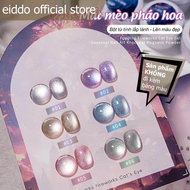    EIDDO NAIL  Mắt mèo pháo hoa 6 hũ màu siêu sáng- mắt mèo mix nhũ hiệu ứng pháo hoa dạng hũ   tặng nam châm + bảng bìa  