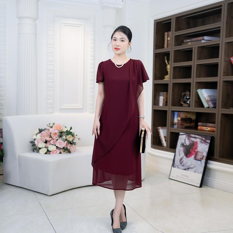 Đầm Trung Niên [ Linh Trà ] (LT 252) Trẻ Trung Thiết Kế Trang Nhã Thanh Lịch Bigsize Đi Làm Đi Tiệc Cho Bà Cho Mẹ U50 5