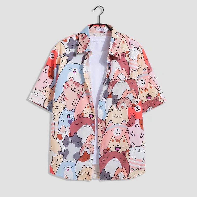 Sơ mi thời trang lụa đũi xước nhật cao cấp nam nữ, Áo hoa quả đi biển hoa lá cành nhóm team building - ALIBU