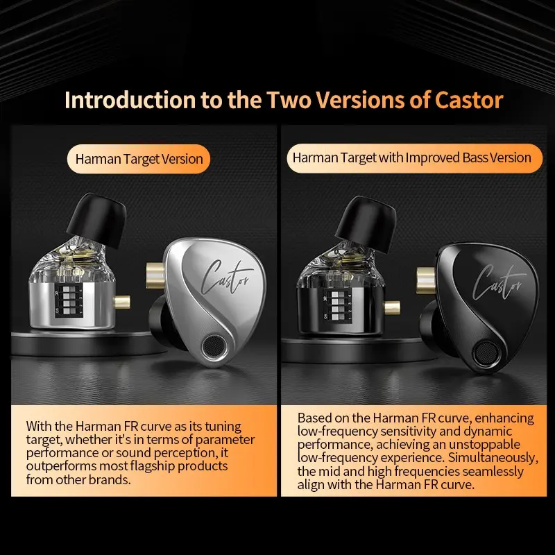 KZ CASTOR Dual Dynamic Driver Metal In Ear Earphone - with MIC 2