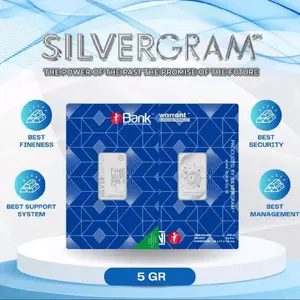 SILVERGRAM IBank Perak Murni Batangan 5 Gram (Free Logam Mulia 0,001 g)