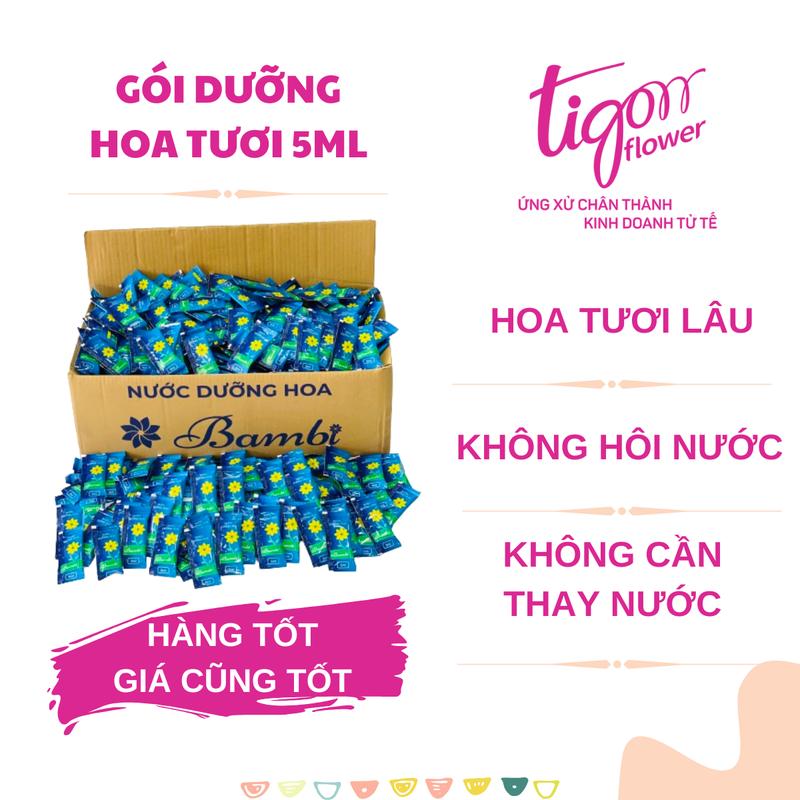 1000 gói NƯỚC DƯỠNG HOA BAMBI - Hoa tươi lâu rực rỡ, giữ nước sạch hơn (1 gói 5ml)