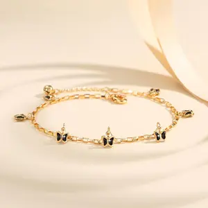 Y141 Gelang Kaki Titanium Kupu-kupu Gaya Korea Tidak Luntur Wanita Fashion Aksesoris  Aksesoris