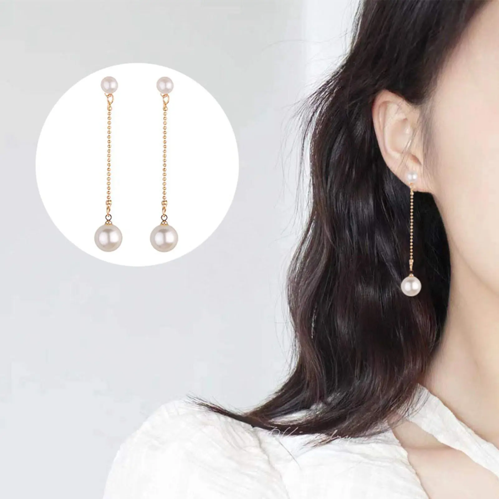 Bông Tai Treo Tua Rua Dài, 1 Đôi, Ngọc Trai Giả, Hạt Trang Trí, Cao Cấp, Sang Trọng, Cô Dâu, Đám Cưới, Bông Tai, Trang Sức Trang Trí, Phụ Nữ, Dạ Hội, Tiệc, Lủng Lẳng