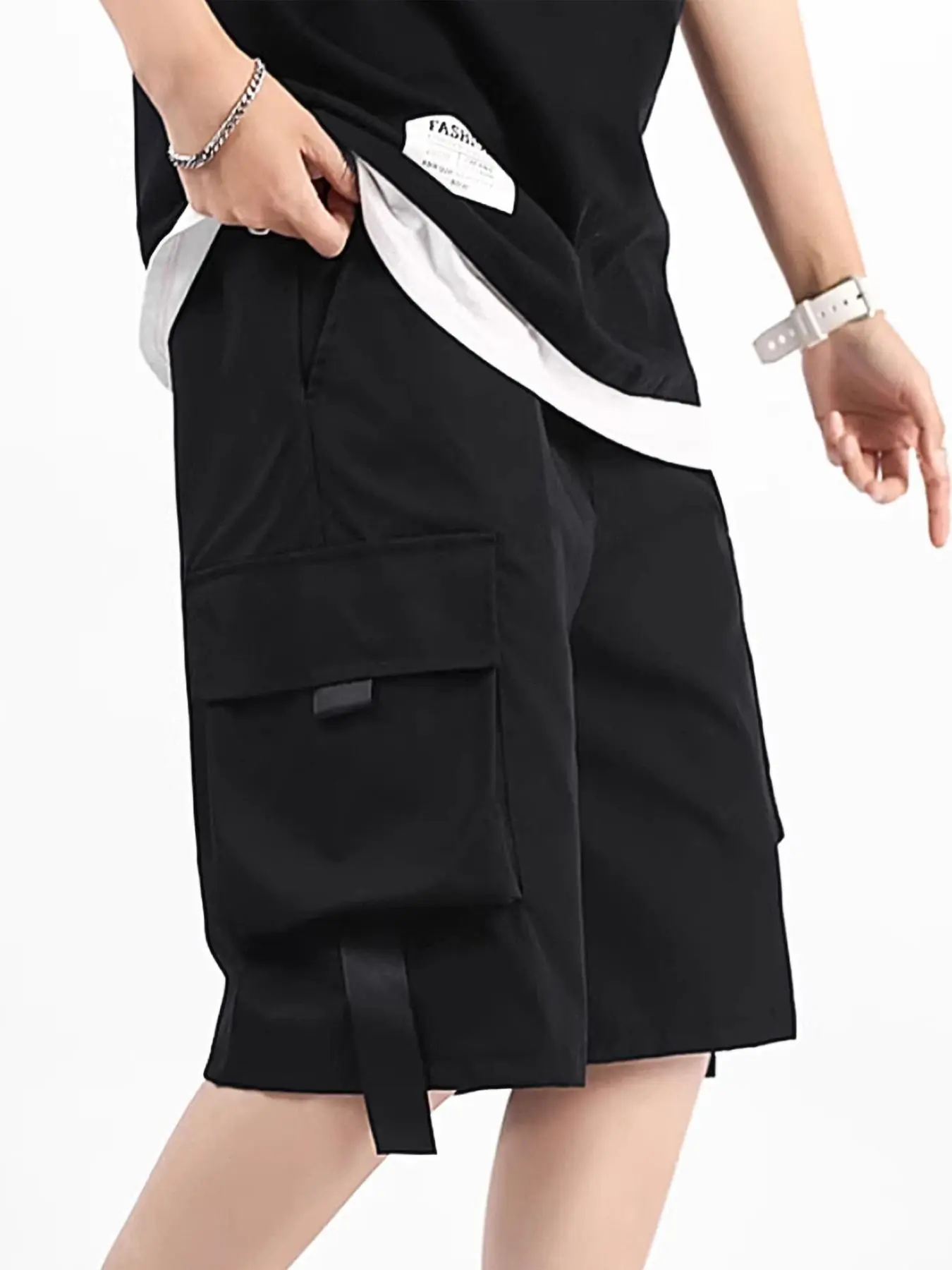 Men's Solid Color Pocket Cargo Shorts, Loose Casual Comfy Breathable Shorts for Summer, Men's Bottoms for Daily Wear