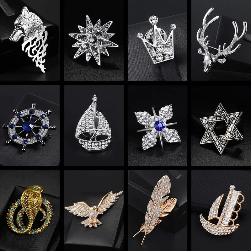 Brooch Men's Collar Pin Suit Coat Corsage Suit Coat Brooch Women's Accessories Japanese and Korean Style Trendy British-Style