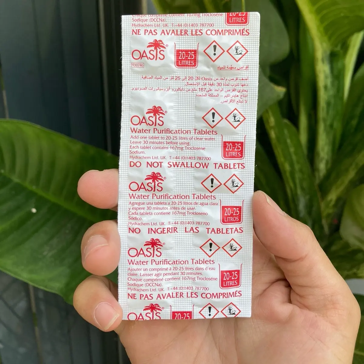 Oasis 167mg lọc 20-25lít nước của quân đội Anh (gói 50 viên)