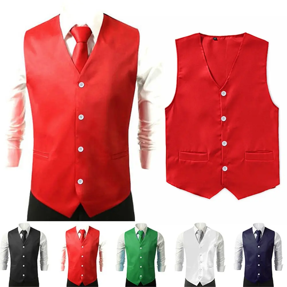 Men Waistcoat Dress Slim Fit Suit Vest Wedding Suit Formal Business Jacket Top