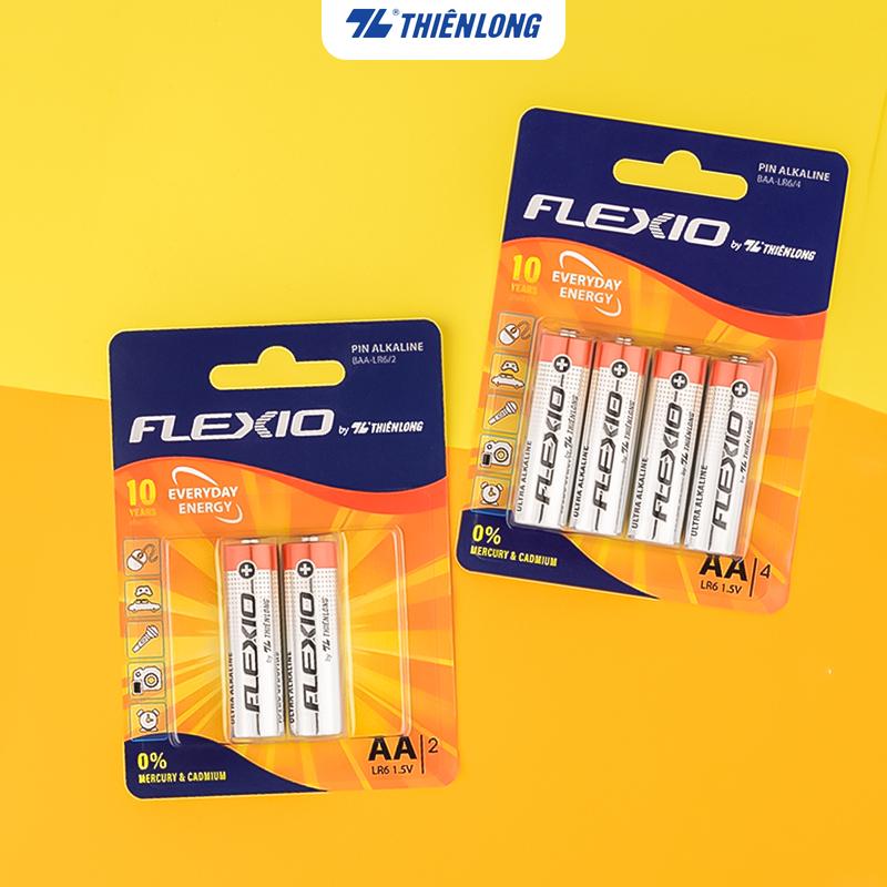 Pin Alkaline AA Thiên Long Flexio - Tặng 02 Pin cho Vỉ 4