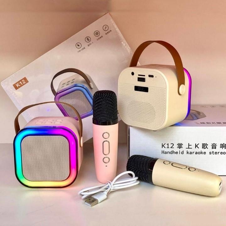 Loa Bluetooth Hát Karaoke Mini K12 Sạc Pin Không Dây Kèm 2 Micro Hát Karaoke Mọi Lúc Mọi Nơi Nhỏ Gọn Tiện Lợi Dễ Dàng Mang Theo Âm Thanh Hay Bass Chuẩn Kèm 2 Micro Hát Bảo Hành 12 Tháng Củ Loa Nghe Nhạc Kem