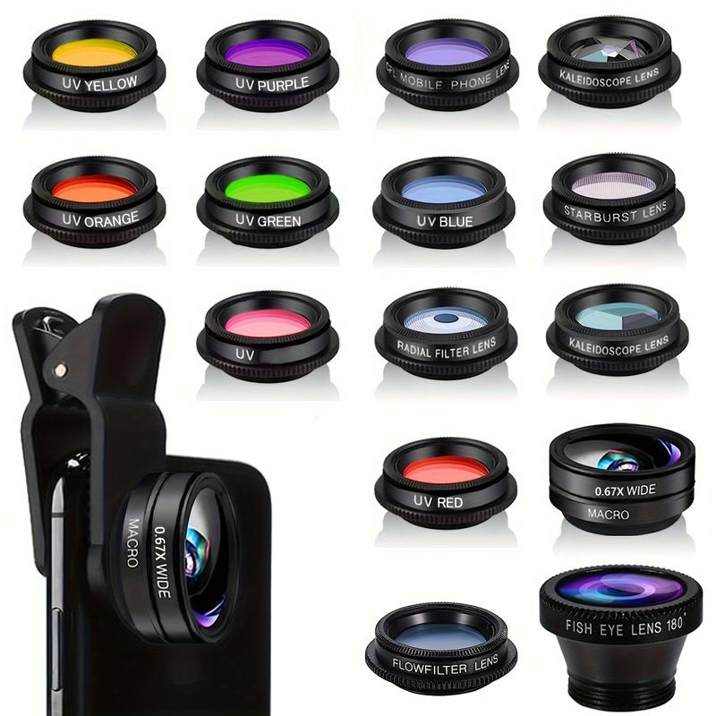 15-in-1 smartphone camera lens kit-wide angle, fisheye, CPL, starburst ...