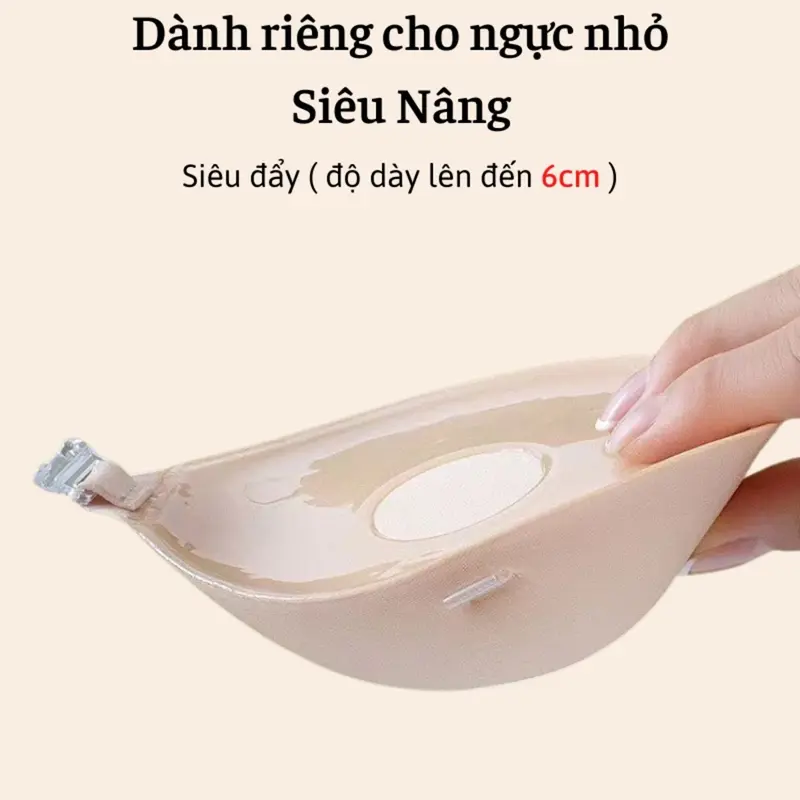 Áo Dán Nâng Đệm Dày 6cm Cài Trước Tạo Khe Siêu Nâng Siêu Dính Kèm Dây Trong EVA BRA - P41 Kem Nữ Women 6