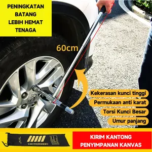 Car Tire Wrench with Cross Key, Efficient Spare Tire Tool, Labor-Saving Tire Change Tool, Durable Wheel Lug Wrench for Car, Easy-to-Use Tire Screwdriver for Quick Tire Replacement, Essential Car Maintenance Accessory Ban Kendaraan