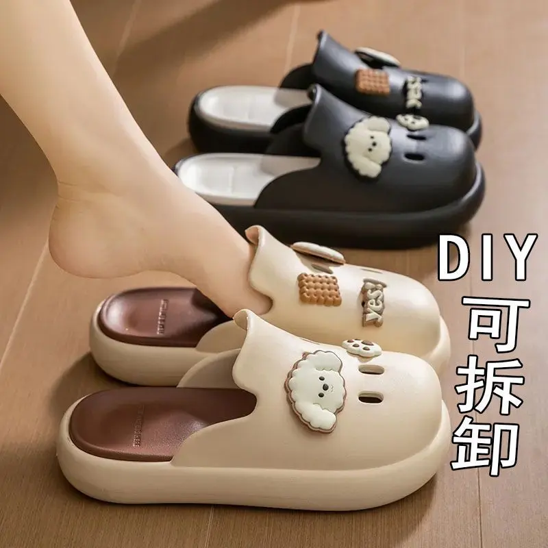 Dép Ngoài Trời Hoạt Hình Bít Mũi, Dành Cho Nữ, Khử Mùi, Có Thể Đeo Ngoài Trời, Dép Lỗ Đế Trong Nhà Mùa Hè Mới, 2024