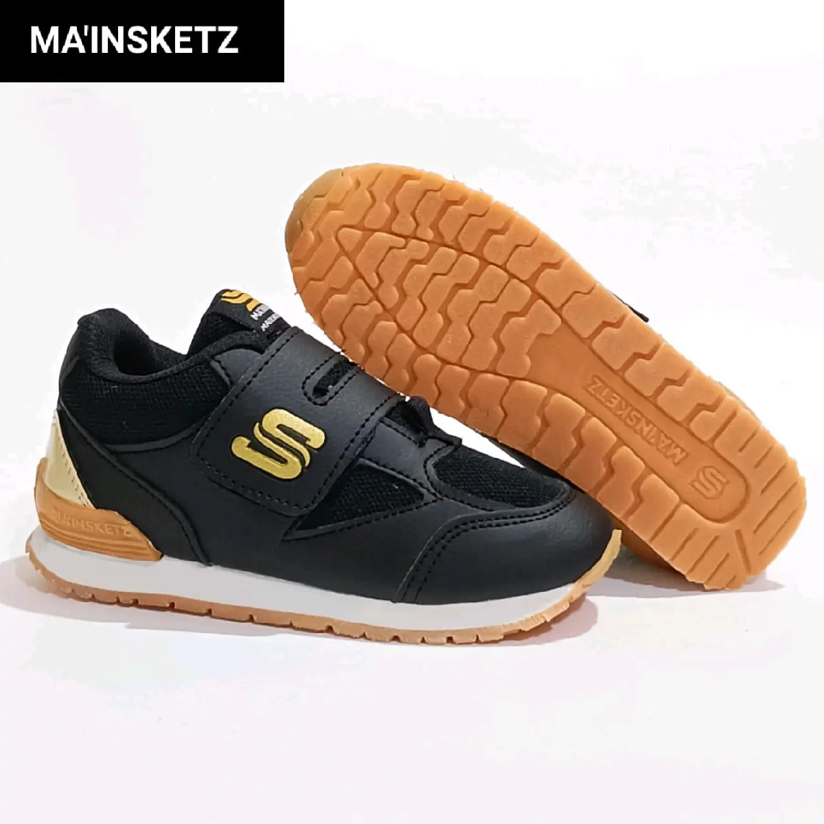MA'INSKETZ sepatu sneaker anak sepatu anak casual sepatu anak ALPEC hitam gold Fashion