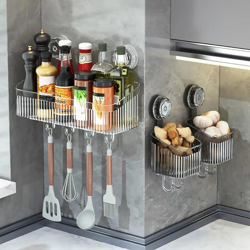 Product Introduction of Kệ Để Đồ Nhà Tắm, Nhà Bếp Trong Suốt Chịu Lực Tốt Có Móc Treo,Móc Hút Chân Không Treo Đồ Chắc Chắn keg i keg i kệ  góc 33