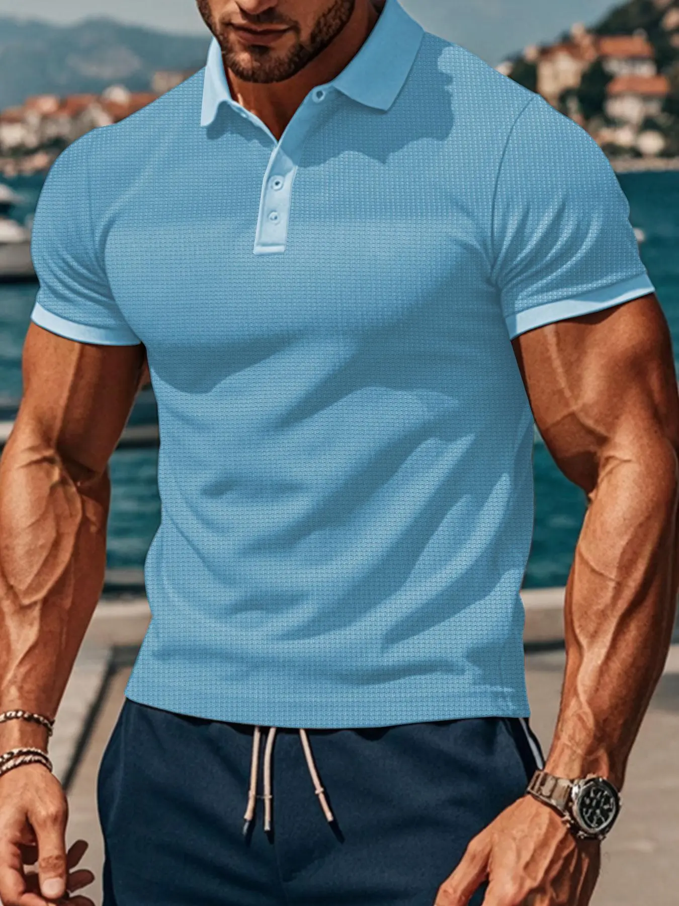 Men's Solid Color Short Sleeve T-shirt, Regular Fit Casual Fashion Comfy Collared Top for Summer, Men's Clothes for Daily Wear