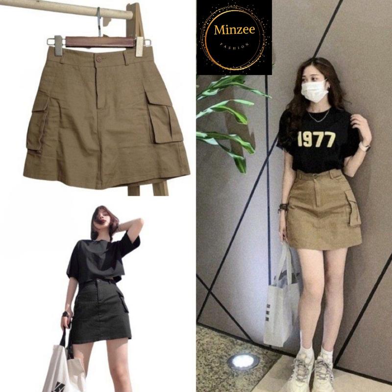 Chân váy kaki a túi hộp 2 bên hông phong cách Hàn Quốc MA603