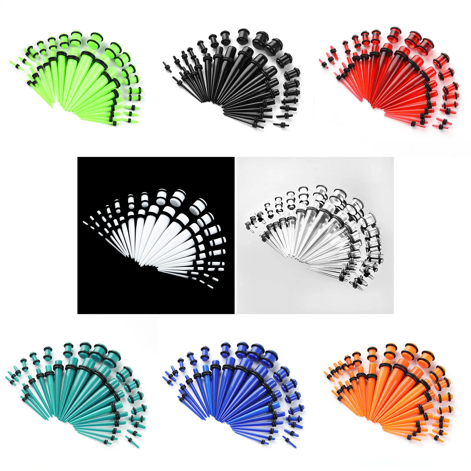 36/50Pcs Simple Acrylic Ear Expansion UV Tip Cone Ear Hole Expansion Set Earrings