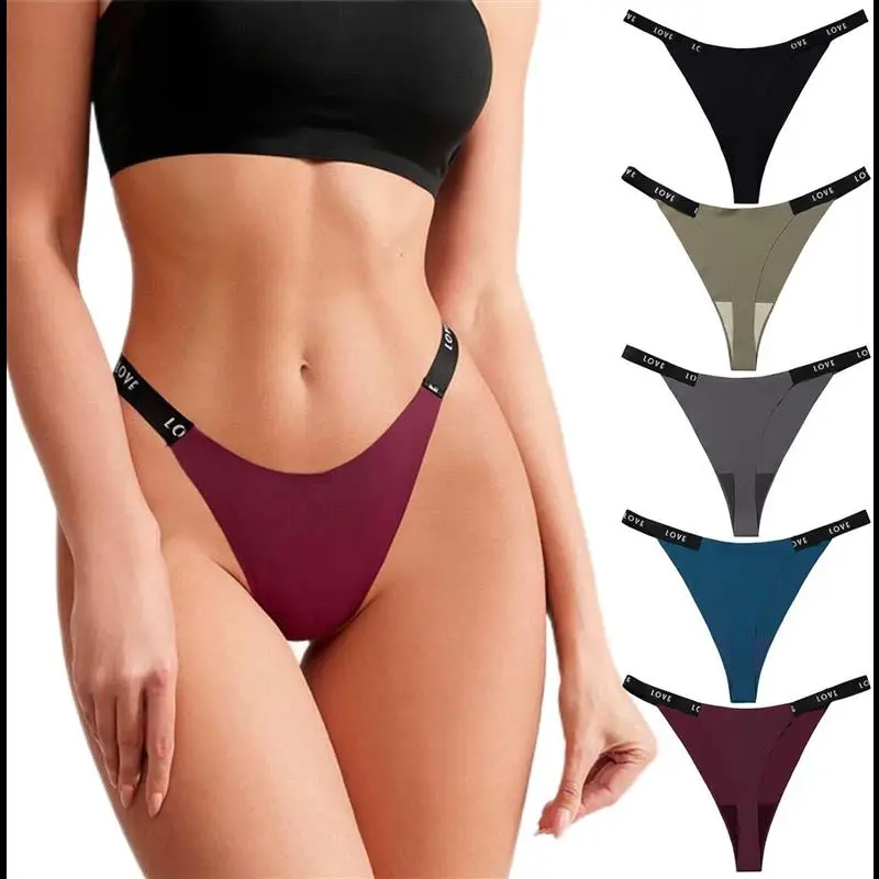 Daily Wear Sexy Thongs for Women,Seamless No Show Thong Panties Mid Waisted T-back Bikini Underwear 3/5 Pack Set
