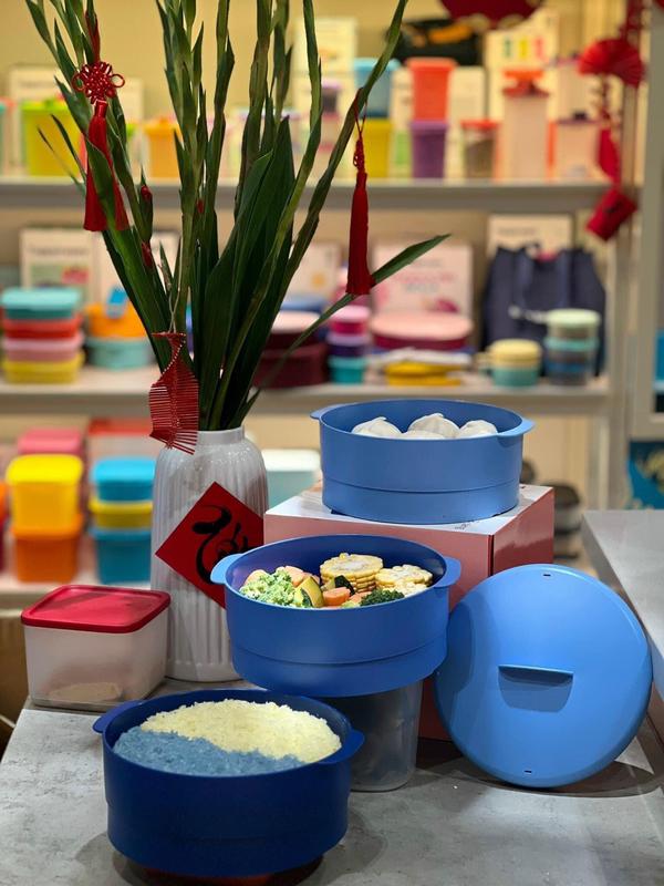 Xửng Hấp Nhựa Nguyên Sinh 3 Tầng Steam It Xanh Dương - Tupperware - Kín Khí - Kín Hơi - Nhanh Chín - An Toàn Sức Khỏe 4