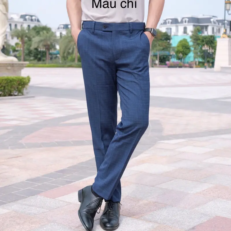 Quần âu nam kẻ cao cấp, có chun cạp Menswear 0