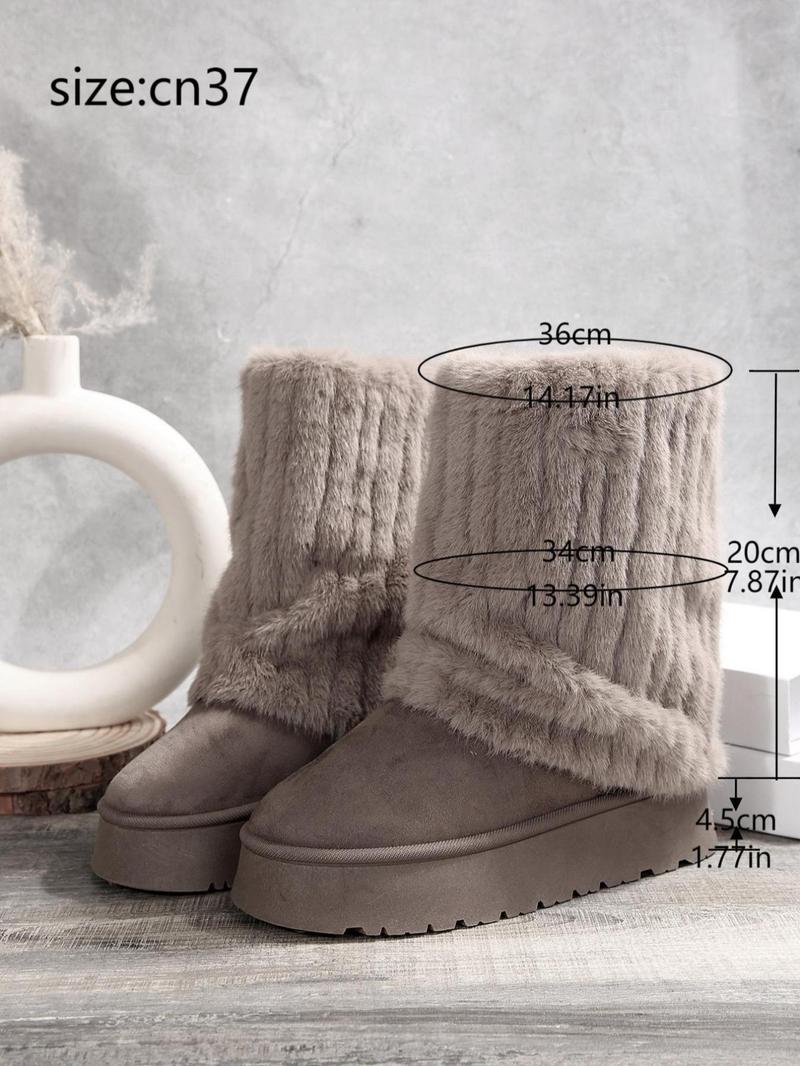 Product Introduction of Women's Solid Color Plush Lining Snow Boots, Casual Warm Thick Sole Boots for Fall & Winter, Female All-match Trendy Shoes for Daily Wear Valentine's Day Gift for Girl 15