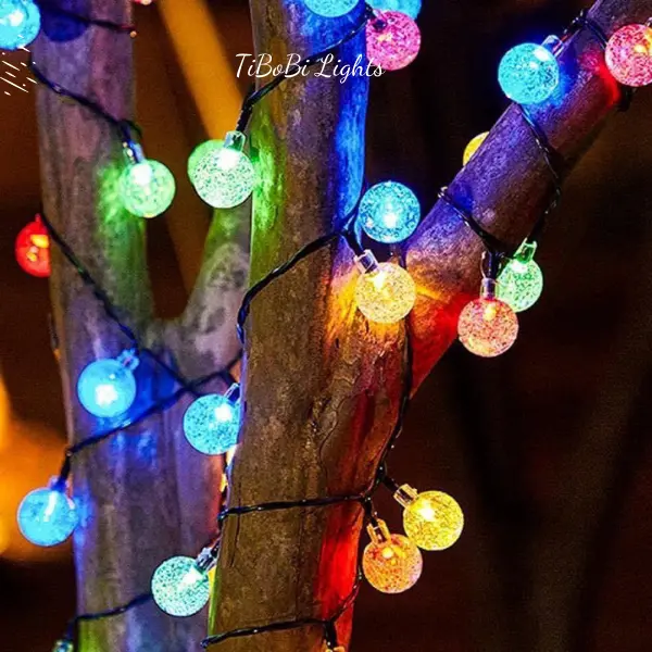 Đèn led nháy trang trí nhà cửa, trang trí cây thông noel lễ tết, đèn năng lượng mặt trời quả cầu bi bọt 30-50-100 bóng led 6