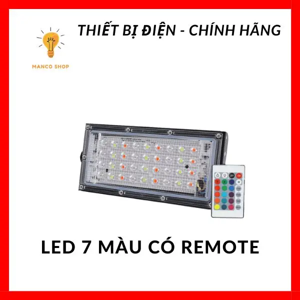 Đèn led pha đổi màu RGB có điều khiển nháy 7 màu kháng nước ip66 ngoài trời 0