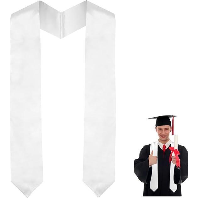 thumbnail image 2 of Plain Graduation Stole Class Of 2024, Graduation Sash, Classic End With Trim Unisex Adult 70 For Academic Commencements 2 of 14