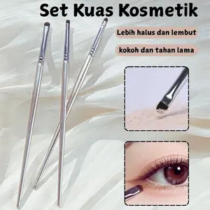 Set Kuas Makeup Profesional 3-in-1 - Kuas Bibir, Alis & Eyeliner Presisi dengan Bulu Sintetis Ultra Lembut untuk Aplikasi Riasan Sempurna - Kit Rias Wajah Lengkap No.4059