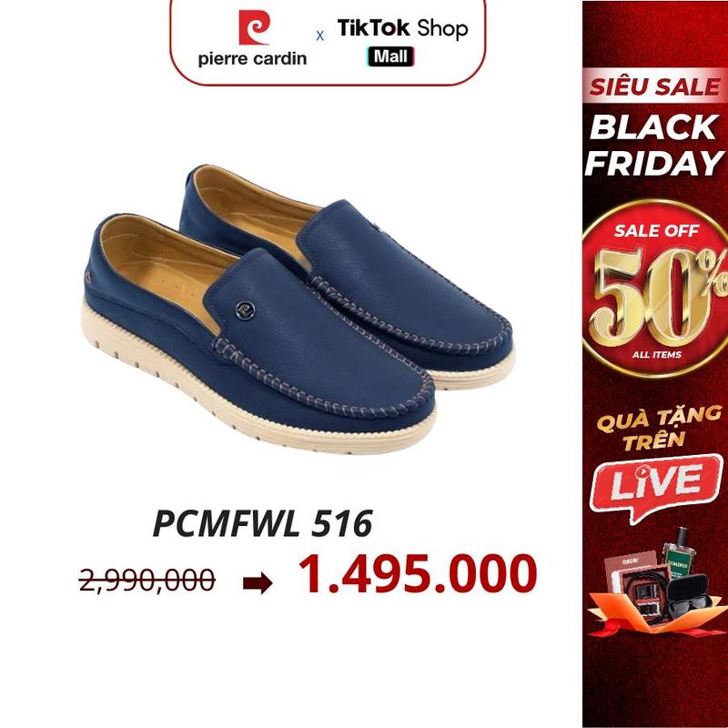 Pierre Cardin Pháp Giày tây lười Pierre Cardin chính hãng da bò thật đế cao su chống trượt không gây hôi - PCMFWLG 516