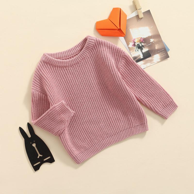 Product Introduction of Baby Girls Boys Autumn Winter Knit Sweater Solid Color Long Sleeve Crewneck Knitwear 54