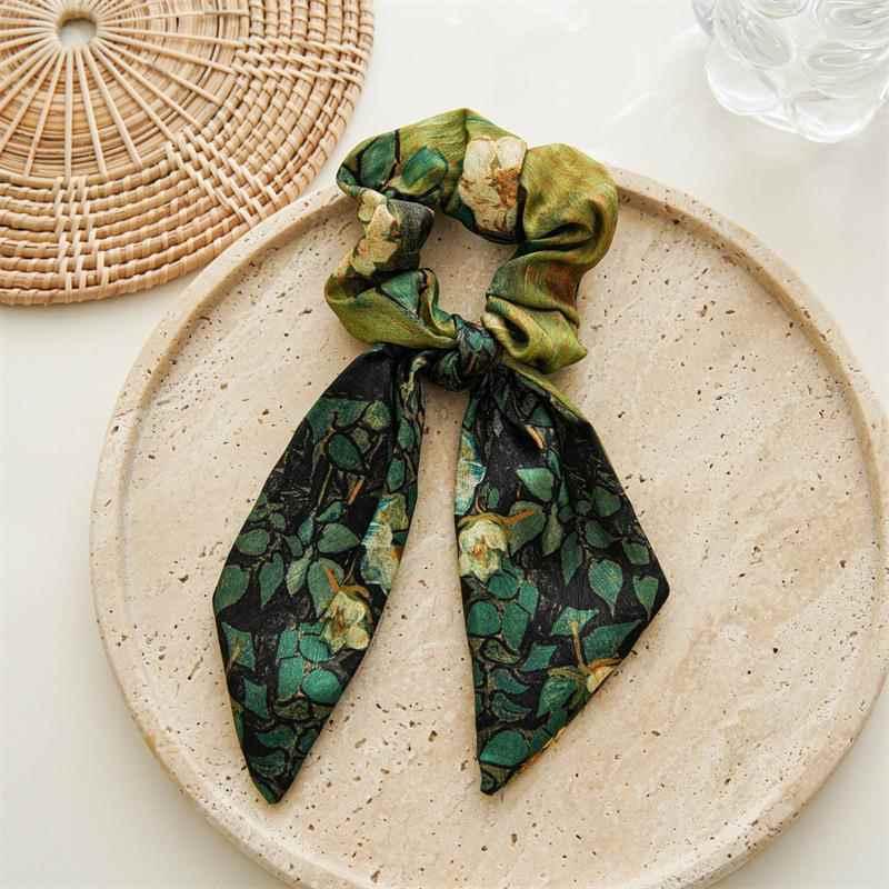 Scrunchie Dây buộc tóc Streamer Van Gogh, Hoa hồng hoang dã mới, Băng đô sơn dầu Sa tanh bầu trời đầy sao, Dây buộc tóc, Dây cao su, Dây Buộc Tóc, Phụ kiện tóc 8