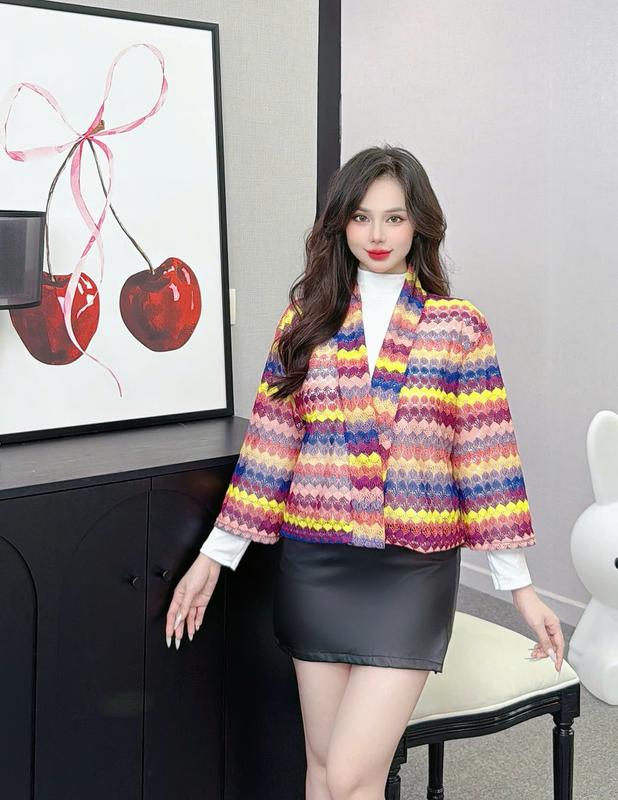 Áo khoác Cadigan nữ ANH MỸ ren thổ cẩm dáng ngắn dài tay croptop SP0305