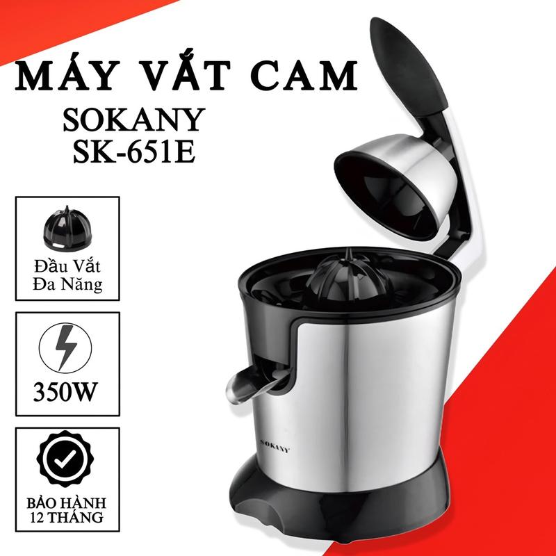  Máy Ép Cam Công Suất Lớn Sokany Sk-651E Công Suất 300W Vắt Cam Nhanh Chóng Tiện Lợi Bảo Hành 12 Tháng Xay Sinh Tố 