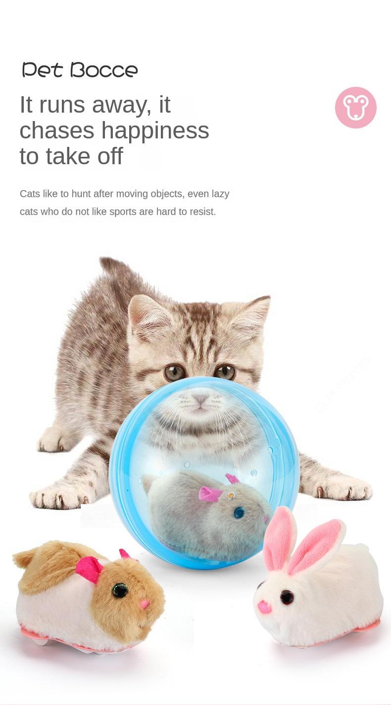 Product Introduction of New Popular Electric Rabbit Hamster Rolling Ball Playing Cat Electronic Plush Dog Cat Machine Pet Toys 8