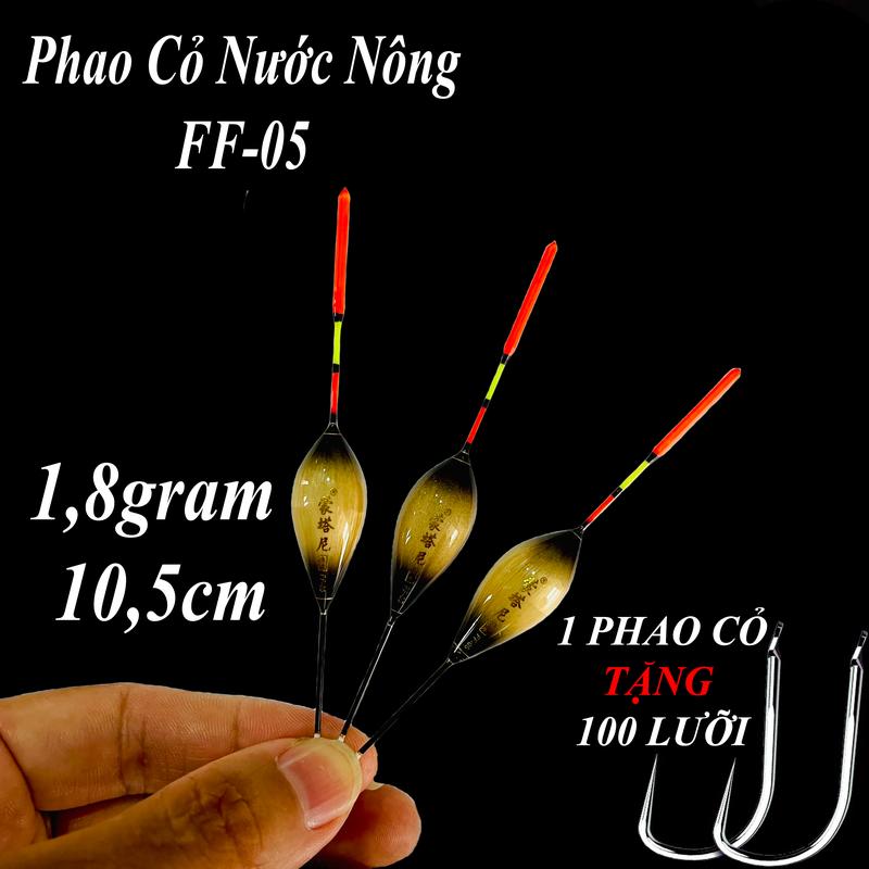  Tặng 100 lưỡi Phao cỏ FF05 chuyên câu nước nông ao bèo cá nhát nấc tăm to phao câu cá nhát - cá chép - Phao Cỏ Câu Đài 