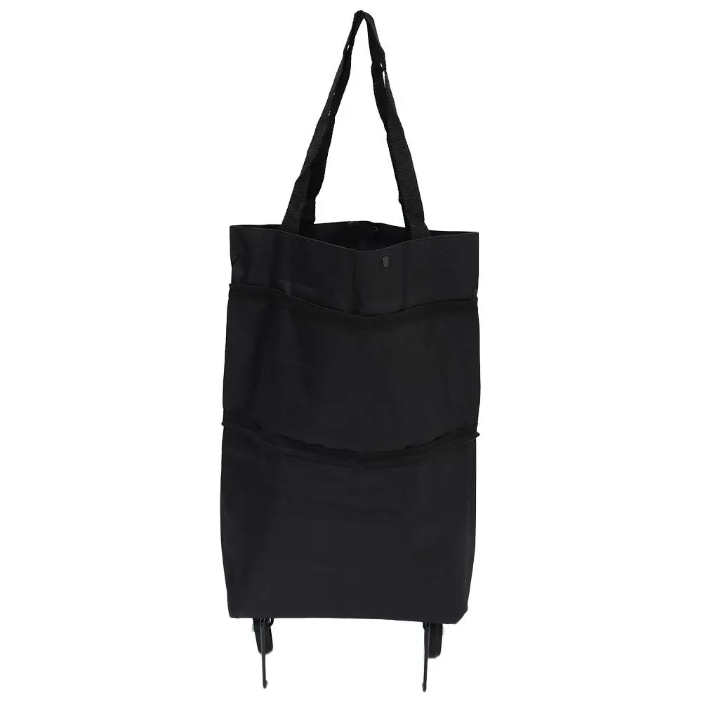 Black Shopping Bag with Wheels Water-repellent Grocery Cart Trolley Bags for Storage