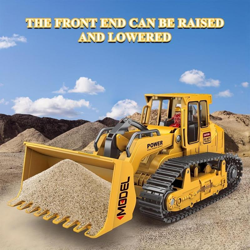 Product Introduction of Remote Control Bulldozer, 1 Box 6 Channel Dozer Front Loader Toy with Light & Sound, Construction Vehicle Toy for Kids 5