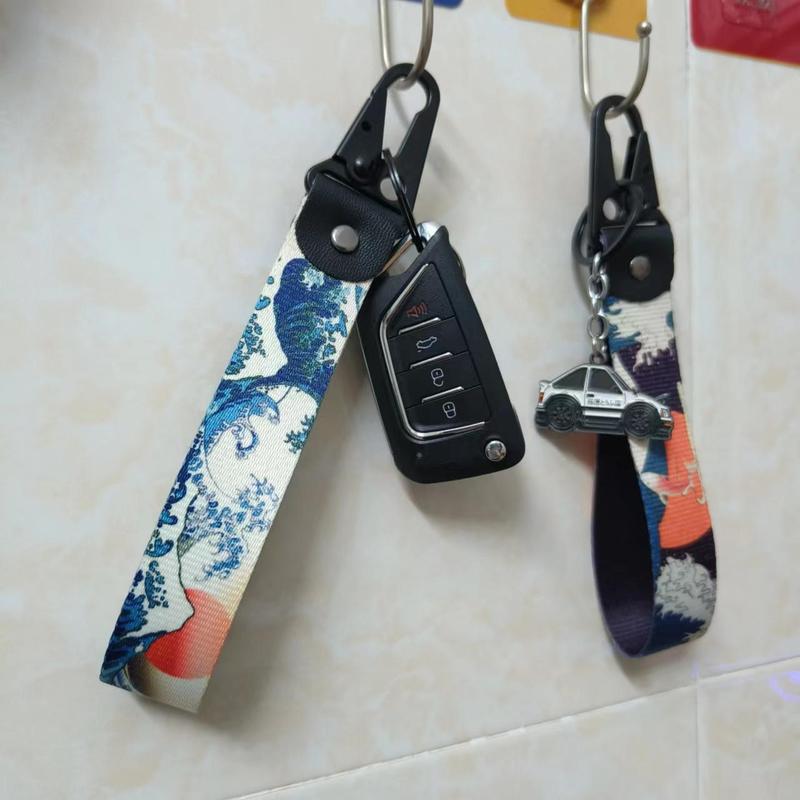 Car Keychain, Cartoon Wave Pattern Vehicle Decorative Keychain, Car Interior Decoration Accessories 4