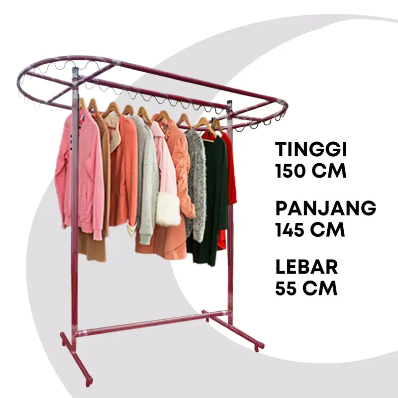 Jemuran Model Terbaru Oval Kaki Lurus | Gantungan Baju Tinggi Minimalis Kuat dan Kokoh | Anti Karat, Berkualitas 1
