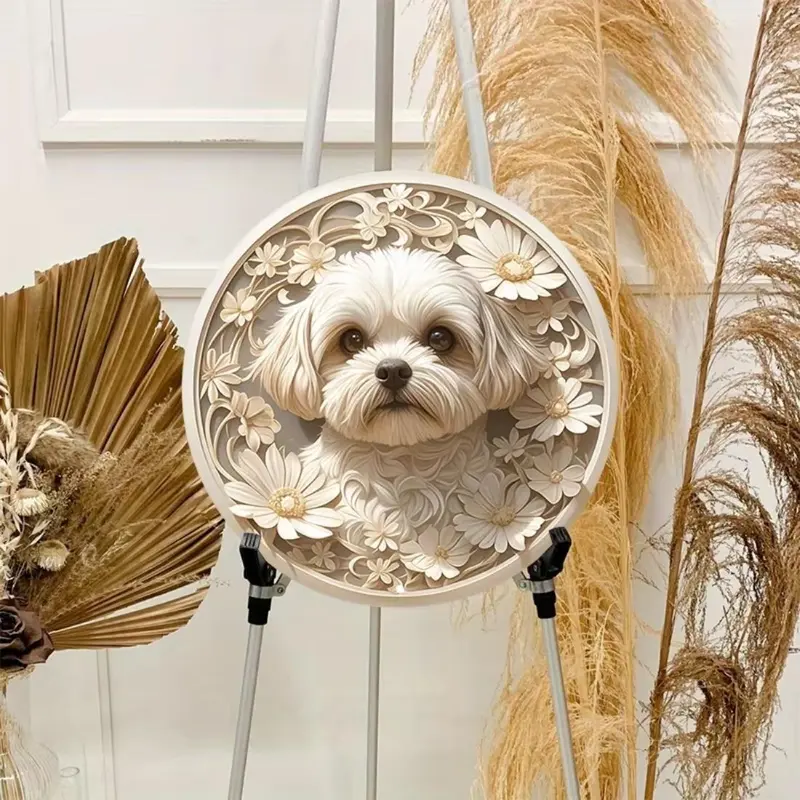 Summer Themed Dog Pattern Round Wall Sign, Durable & UV Resistant Wall Decor, Wall Art for Home, Tavern Or Club Decoration 2